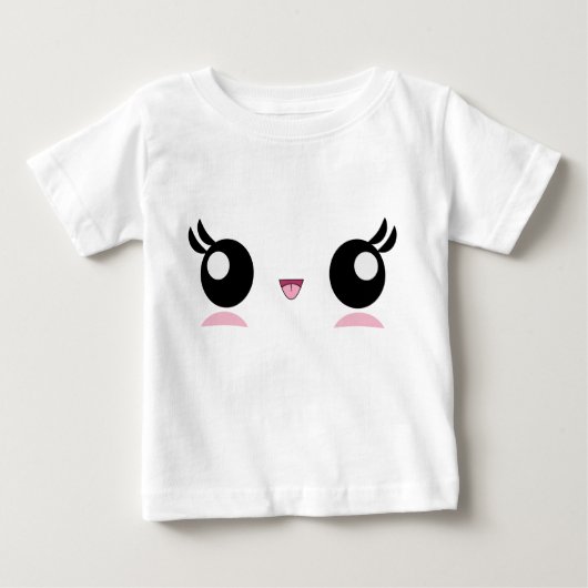 かわいいのベビーの顔の乳児のTシャツ ベビーTシャツ (正面)