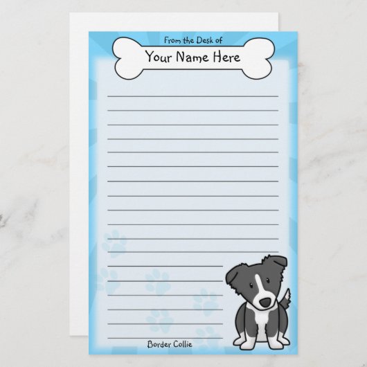 かわいいのボーダーコリーの文房具 便箋 (正面/裏面)