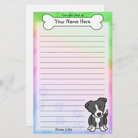 かわいいのボーダーコリーの文房具(虹) 便箋 (正面/裏面)
