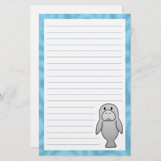 かわいいのマナティーの文房具 便箋 (正面/裏面)