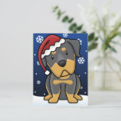 かわいいのロットワイラーのクリスマスの郵便はがき シーズンポストカード (スタンド正面)