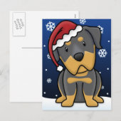 かわいいのロットワイラーのクリスマスの郵便はがき シーズンポストカード (正面/裏面)