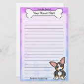 かわいいの三ペンブロークのウェルシュコーギーの文房具 便箋 (正面/裏面)