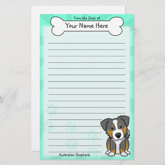 かわいいの三色のオーストラリアの羊飼いの文房具 便箋 (正面/裏面)