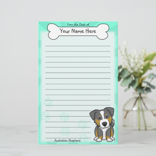 かわいいの三色のオーストラリアの羊飼いの文房具 便箋 (スタンド正面)