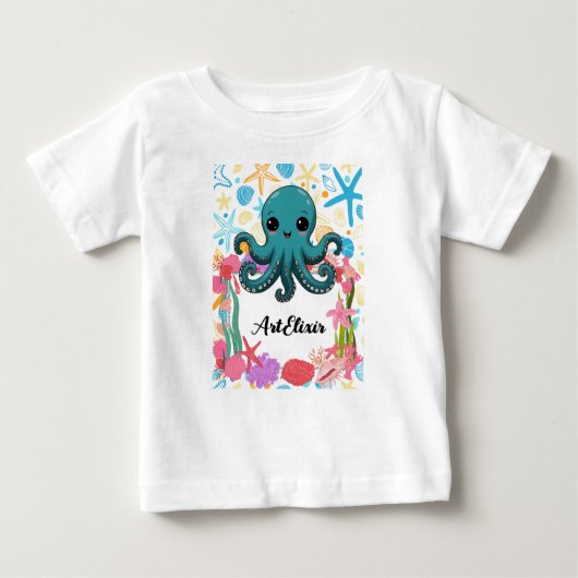 かわいいの下でタコ ベビーTシャツ (正面)
