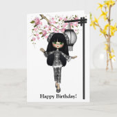 かわいいの中国の人形カード カード (黄色い花)