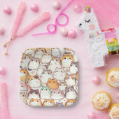 かわいいの太った猫とハート ペーパープレート (パーティー)