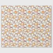 かわいいの太った猫とハート ラッピングペーパー (フラット)