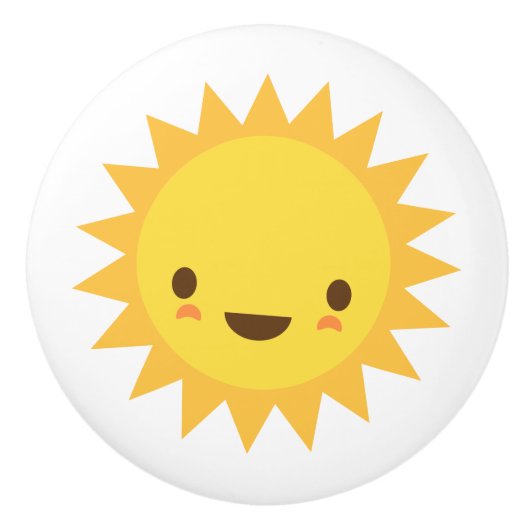 かわいいの太陽のドア・ノブ-子供へかわいいデザイン セラミックノブ (正面)