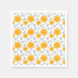 かわいいの太陽、月と雲 スタンダードカクテルナプキン