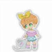 かわいいの女の子とマウスフレンド シール (正面)