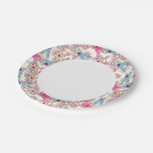 かわいいの子どもの柄とかわいいおどり ペーパープレート (アングル)