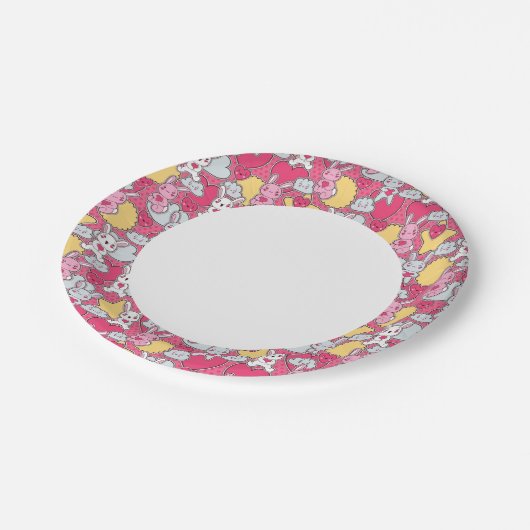 かわいいの子柄と可愛い落書き2 ペーパープレート (アングル)