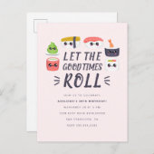 かわいいの寿司ロール誕生会 インビテーションポストカード (正面/裏面)