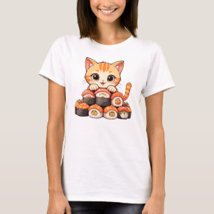 かわいいの寿司猫 – かわいい漫画の転が寿司 Tシャツ
