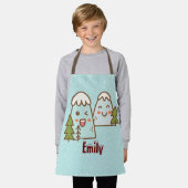 かわいいの山の雪の子供のクリスマス エプロン (着用した状態)