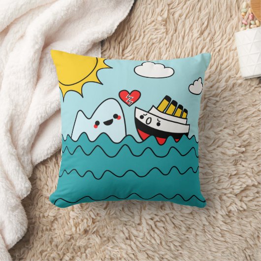 かわいいの巨大な船の氷山の悲嘆に暮れた枕 クッション (ブランケット)