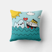 かわいいの巨大な船の氷山の悲嘆に暮れた枕 クッション (裏面)