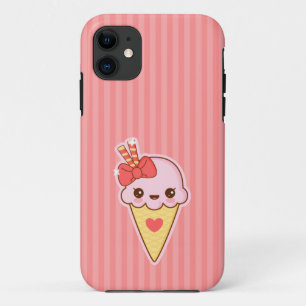 かわいいの幸せないちごのアイスクリームの円錐形 iPhone 11 ケース