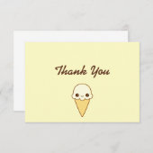 かわいいの幸せなバニラアイスクリームの円錐形 サンキューカード (正面/裏面)