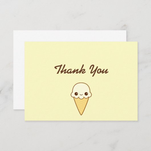 かわいいの幸せなバニラアイスクリームの円錐形 サンキューカード (正面/裏面)