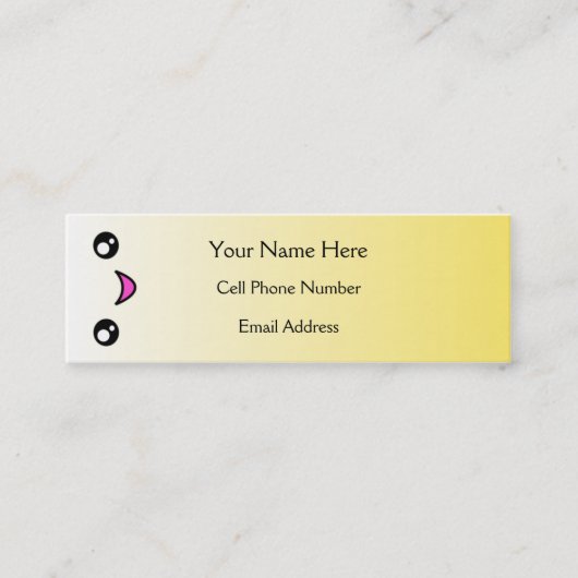 かわいいの幸せな顔の細いプロフィールカード スキニー名刺 (正面)