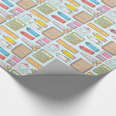 かわいいの新学期は女の子のためのパターンを供給します ラッピングペーパー (角)