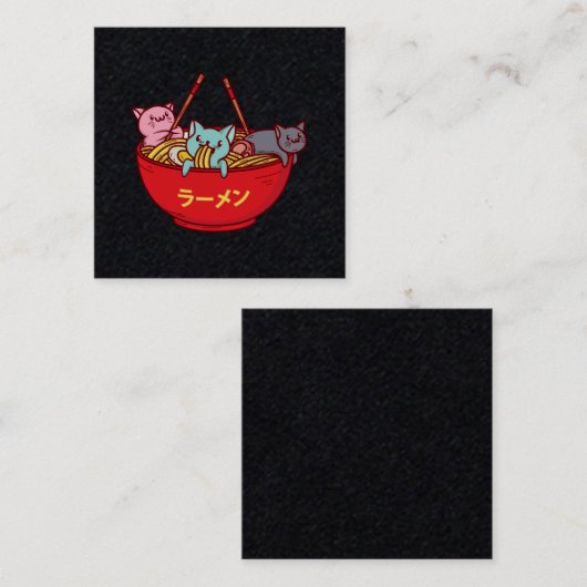 かわいいの日本製アニメ猫のおもしろいで愛らしく日本のなラーメン スクエア名刺 (正面/裏面)