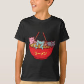 かわいいの日本製アニメ猫のおもしろいで愛らしく日本のなラーメン Tシャツ (正面)