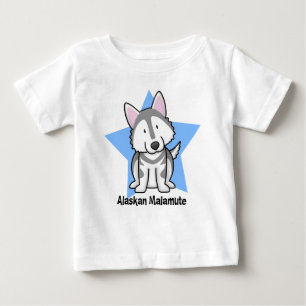 かわいいの星のアラスカンマラミュートのベビーのTシャツ ベビーTシャツ