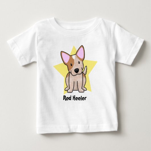 かわいいの星の赤いHeelerのベビー ベビーTシャツ (正面)