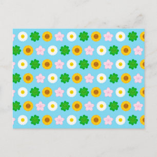かわいいの春の花(青い) ポストカード