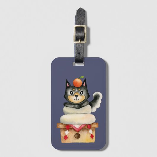 かわいいの柴犬犬の水彩画のイラストレーション ラゲッジタグ (正面縦)