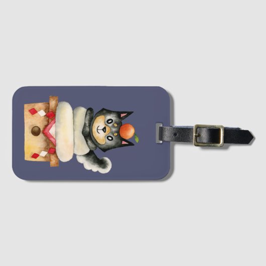 かわいいの柴犬犬の水彩画のイラストレーション ラゲッジタグ (正面横)