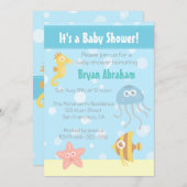 かわいいの水中テーマのベビーシャワーの招待 招待状 (正面/裏面)