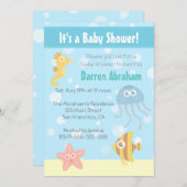 かわいいの水中テーマのベビーシャワーの招待 招待状 (正面/裏面)