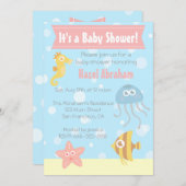 かわいいの水中テーマのベビーシャワーの招待 招待状 (正面/裏面)