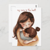 かわいいの水色ママと娘 ポストカード (正面/裏面)