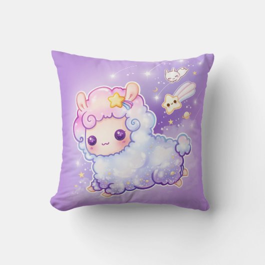 かわいいの流星が付いているかわいいアルパカ クッション (正面)