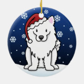 かわいいの漫画のアメリカのエスキモー犬のクリスマス セラミックオーナメント (裏面)