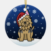 かわいいの漫画のオーストラリアンテリアのクリスマス セラミックオーナメント (正面)