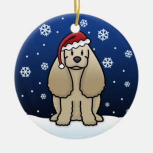 かわいいの漫画のコッカースパニエルのクリスマス セラミックオーナメント