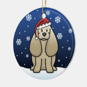かわいいの漫画のコッカースパニエルのクリスマス セラミックオーナメント (左)
