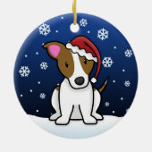かわいいの漫画のジャックラッセルテリアのクリスマス セラミックオーナメント (裏面)
