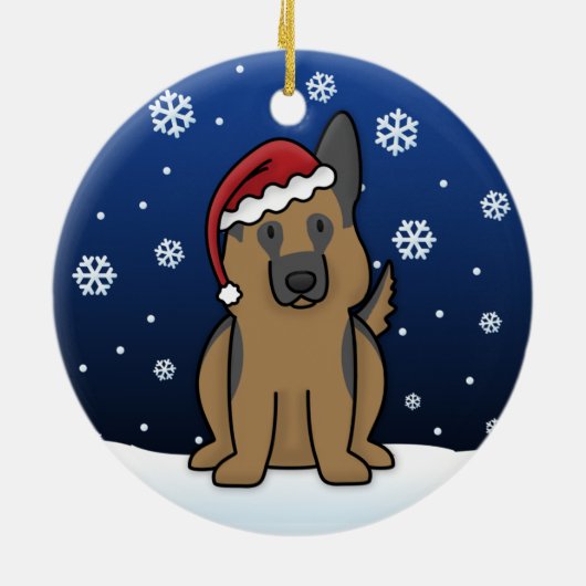 かわいいの漫画のジャーマン・シェパードのクリスマスのオーナメント セラミックオーナメント (裏面)