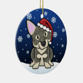かわいいの漫画のスウェーデン人のVallhundのクリスマスのオーナメント セラミックオーナメント (右)