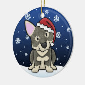 かわいいの漫画のスウェーデン人のVallhundのクリスマスのオーナメント セラミックオーナメント (左)