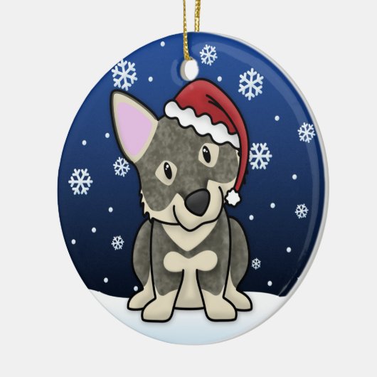 かわいいの漫画のスウェーデン人のVallhundのクリスマスのオーナメント セラミックオーナメント (左)