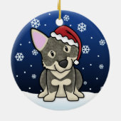かわいいの漫画のスウェーデン人のVallhundのクリスマスのオーナメント セラミックオーナメント (裏面)